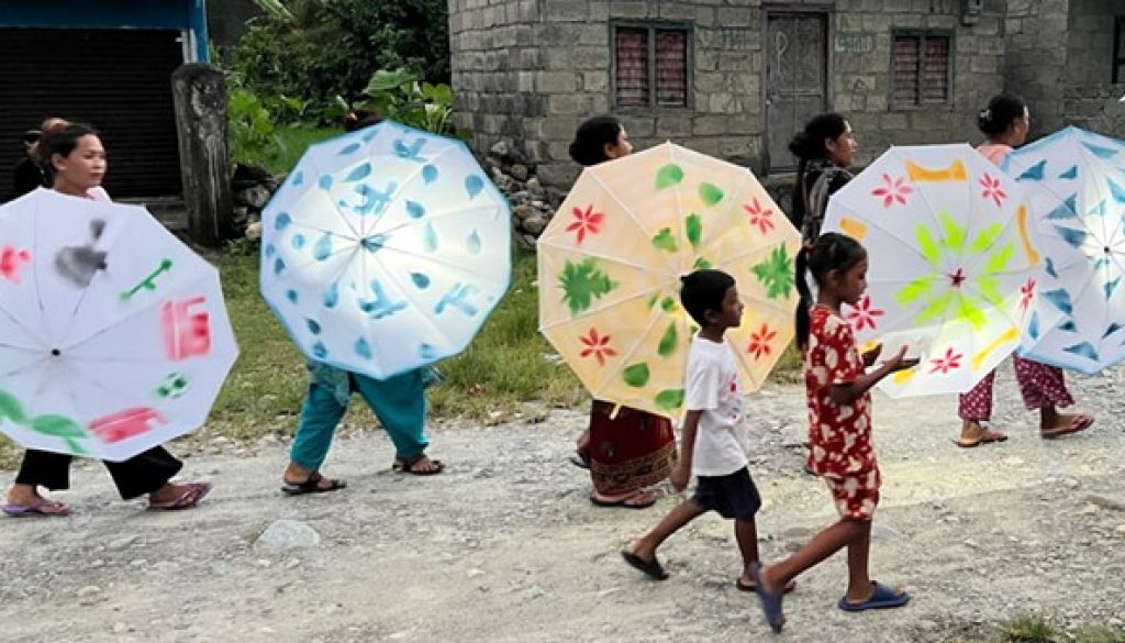 Art as part of storytelling in community workshops in Nepal, with Luke Jerram