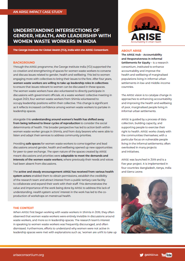 Menstrual health of women waste workers in India